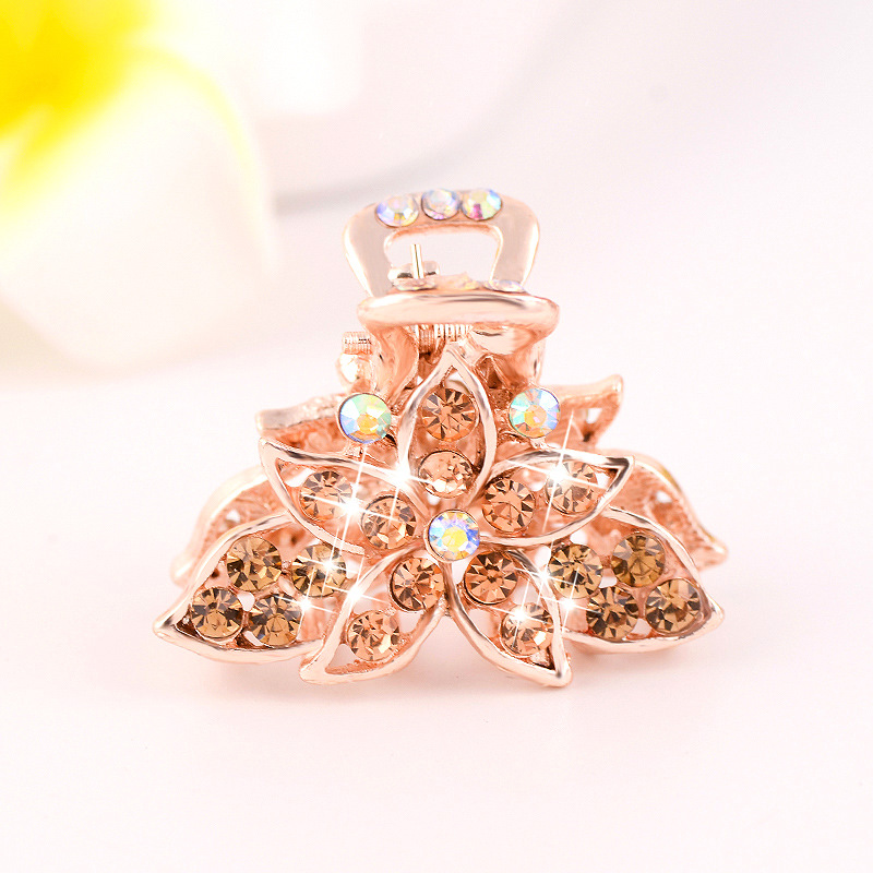 Picture of New small size Grab Clip Hair Clip Hair Clip Adult Bangs Hair Clip Children Top Clip Electroplated Rhinestone Elegant Hair Accessories Headdress