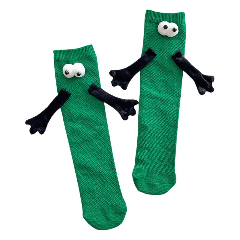 Children's Socks Spring and Summer New Magnetic Parent-child Hand-in-hand Socks Candy-colored Three-dimensional Doll Cartoon Baby Socks