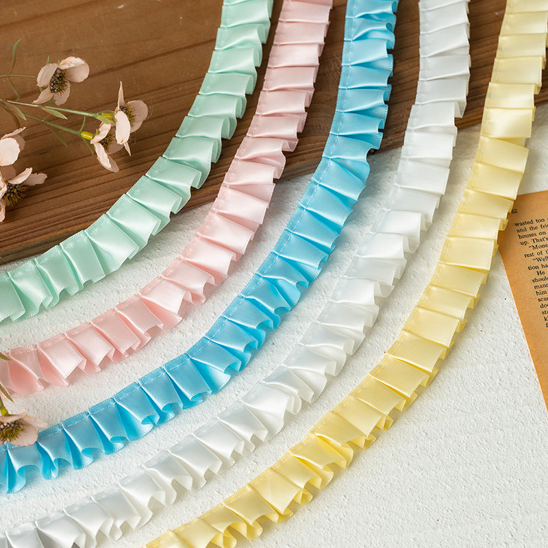 2.5cm wide color wrinkled color with fungus lace handmade diy pain bag toy decorative accessories 8 points polyester