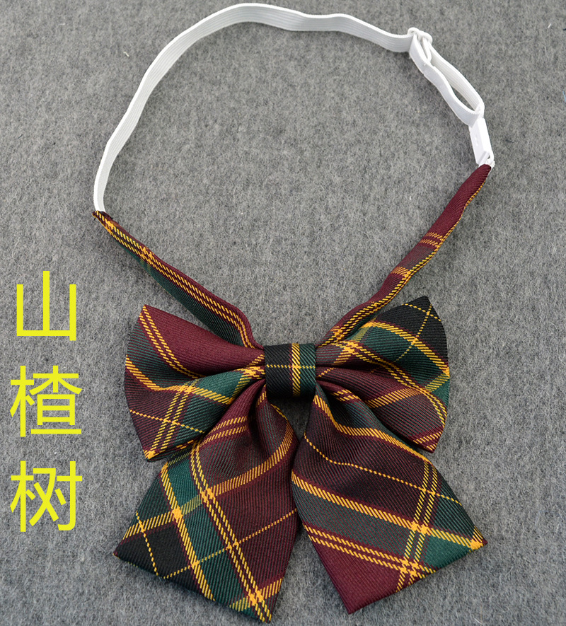 Picture of Hot-selling College Style Oka Pear Field Soot Black Bow Plaid Flat Horn JK Collar Bow Tie Shirt Accessories