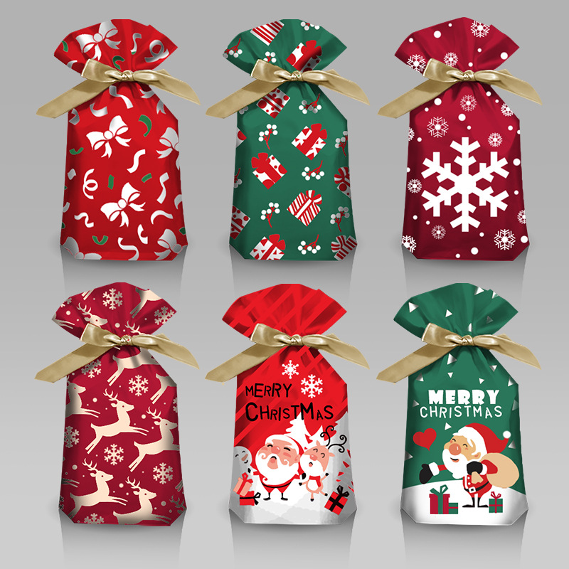 New Original Christmas Gift Packaging Bag Ribbon Drawstring Bag Peace Fruit Bag Back Gift Bag Gift Bag Gift Bag