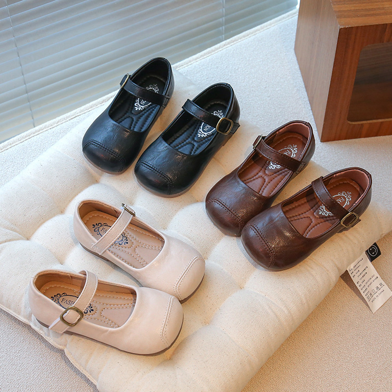 2025 Spring Sweet Peep-Toe Princess Shoes Shallow Non-Slip Low-Top Loafers Simple Korean Style Small Leather Shoes