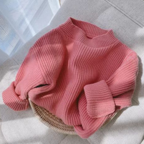 Picture of Children's Pure Color Knitwear Bottoming Shirt with Autumn and Winter Thickeneded Warm Girls' Knitted Knitwear Candy Color New Top