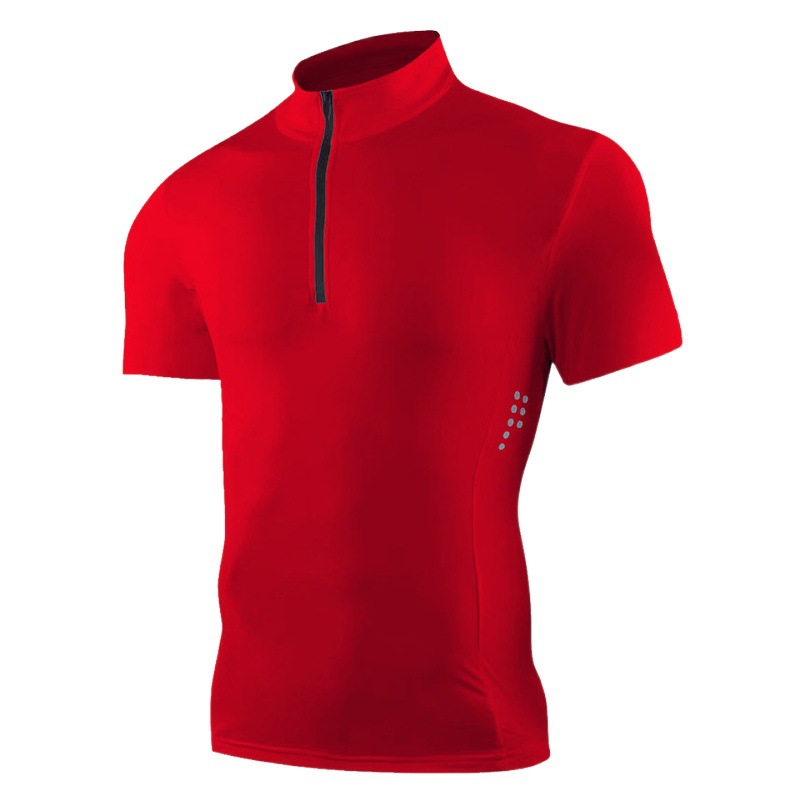 Fitness Clothing Men's Tight-Fitting Quick-Drying Clothing High-Elastic Stand-Up Collar Training Sports T-Shirt Tops Personal Training Group Clothes Overalls Printing