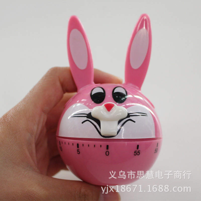 Picture of 60 minutes rabbit modeling mechanical timer on the chain students learning time management alarm clock kitchen soup