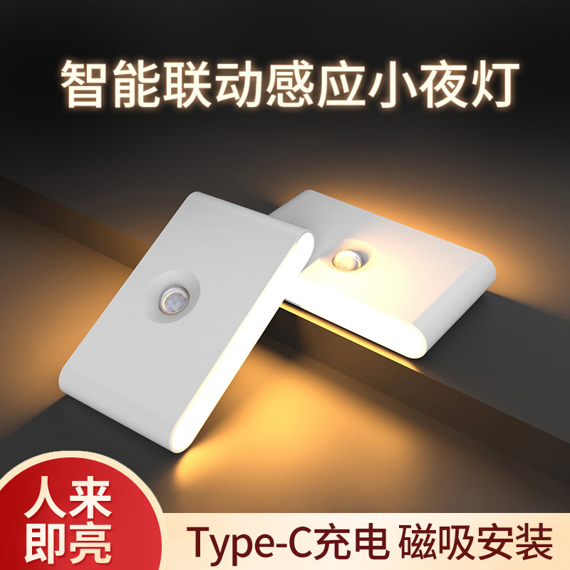 Cross-border linkage intelligent night light human body induction lamp bedroom corridor staircase automatic light control magnetic lamp bedside lamp