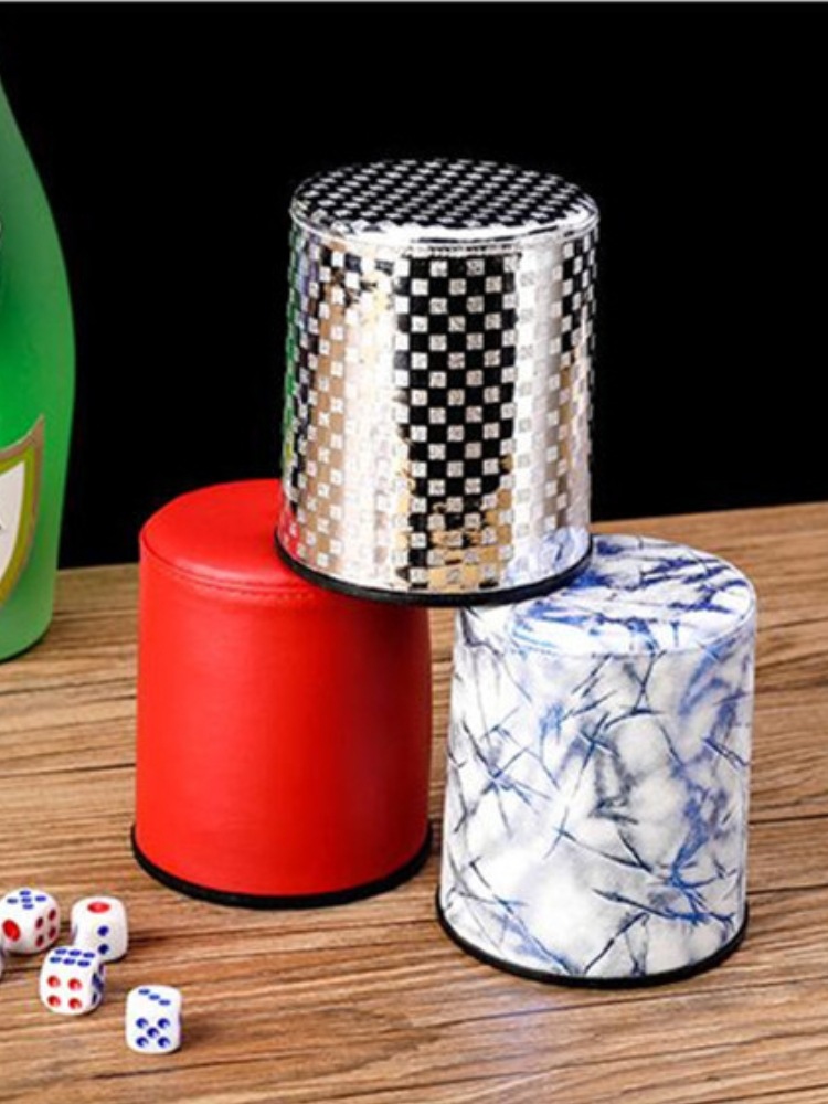Picture of Thickened Sieve Cup, High-Grade Leather Dice and Dice Cup Set, Ktv Bar Sieve, Throwing Cup, Shaking Dice for Home Use