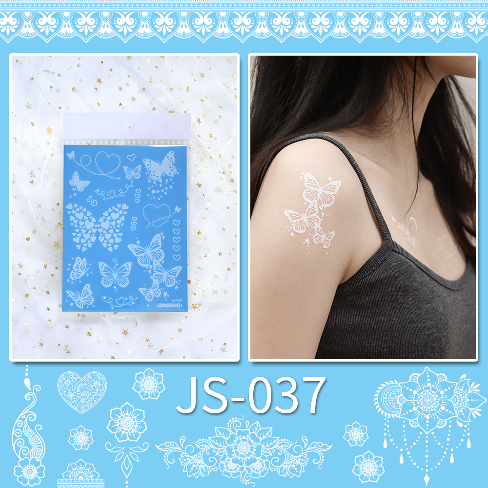 Picture of New Cross-border Source White Tattoo Sticker Personalized Face Sticker Henna Hand-painted Sticker Collarbone Sticker Disposable Tattoo