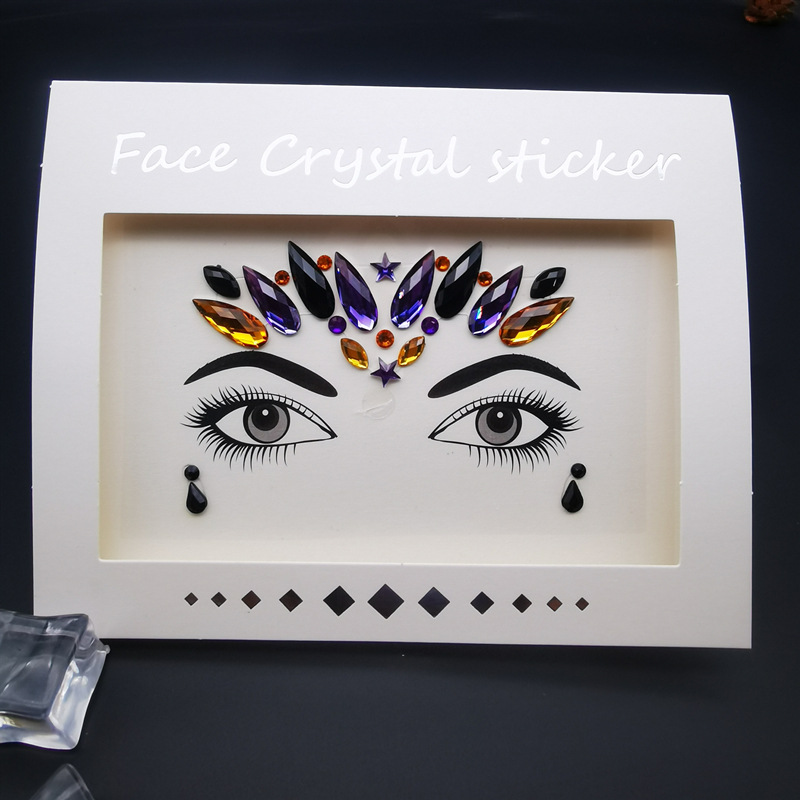 Picture of Internet Celebrity DIY Face Stickers, Eyebrow Stickers, Acrylic Accessories, Colorfulful Forehead Decoration, Masquerade Face Rhinestone Stickers