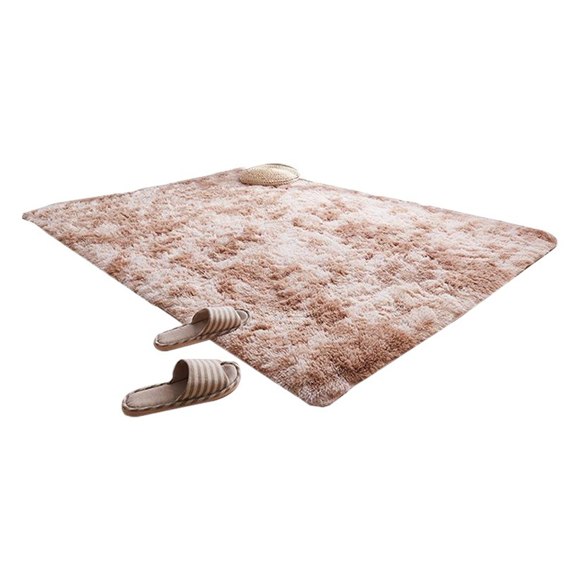 Cross-border Rectangular Silk Hair Tie-dyed Floor Mat Gradient Long Hair Carpet Nordic Style Bedroom Balcony Bay Window Carpet Floor Mat