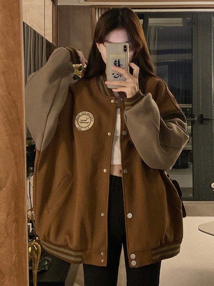 American Ins Trendy Baseball Uniform Jacket for Girls Autumn 2025 New Vintage Student Loose Top Jacket for Women