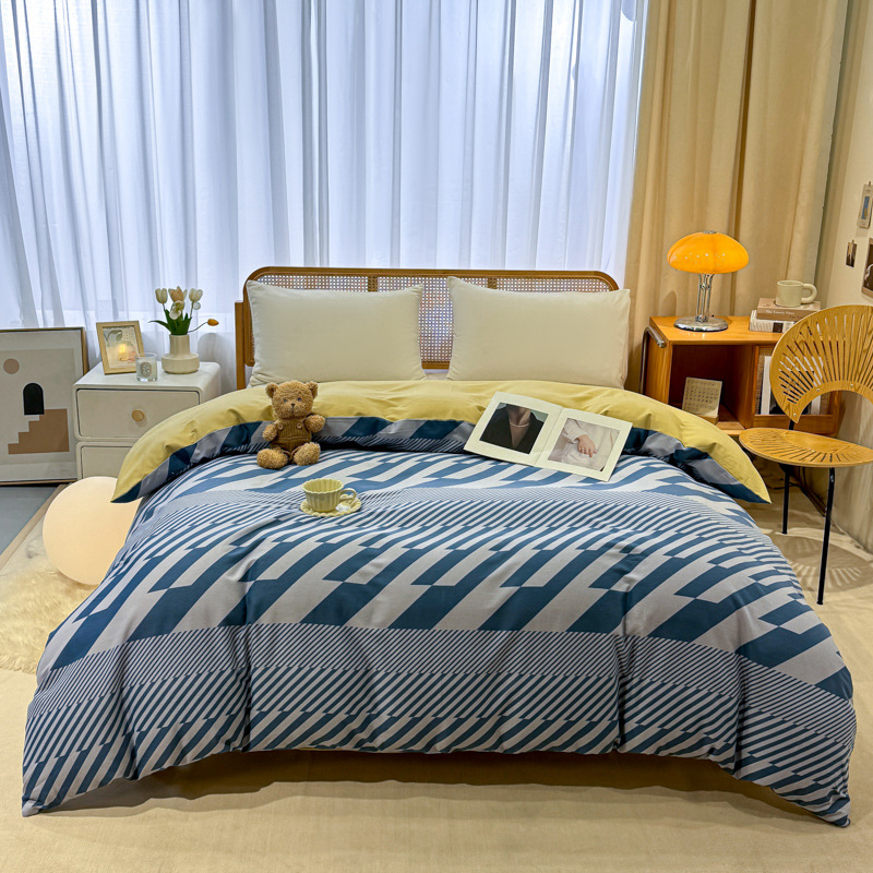 Picture of Cotton brushed duvet cover single piece modern simple single double dormitory thickened quilt cover pure cotton duvet cover single piece