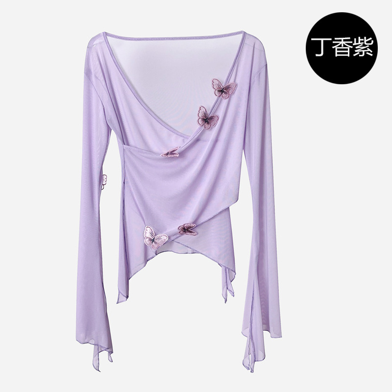 Picture of Classical Dance Costume Butterfly Mesh Body Rhyme Gauze Costume Chinese Dance Folk Dance Practice Costume Art Test Body Jacket Women