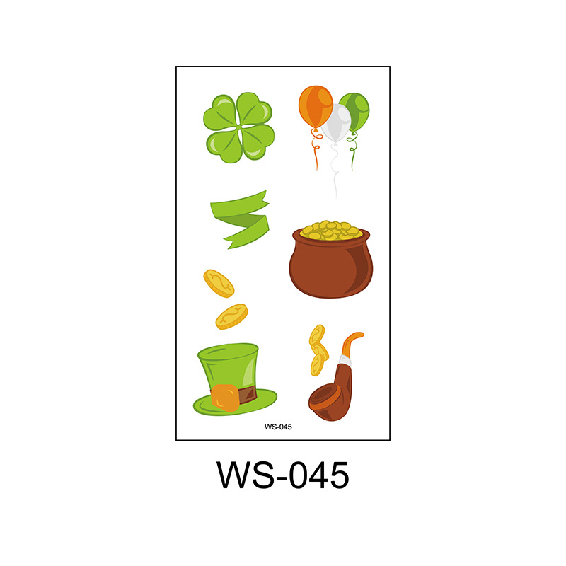 Picture of Cross-border Source Waterproof Sweat Green Hat Clover Face Irish Day Sticker St Patrick's Day Tattoo Sticker