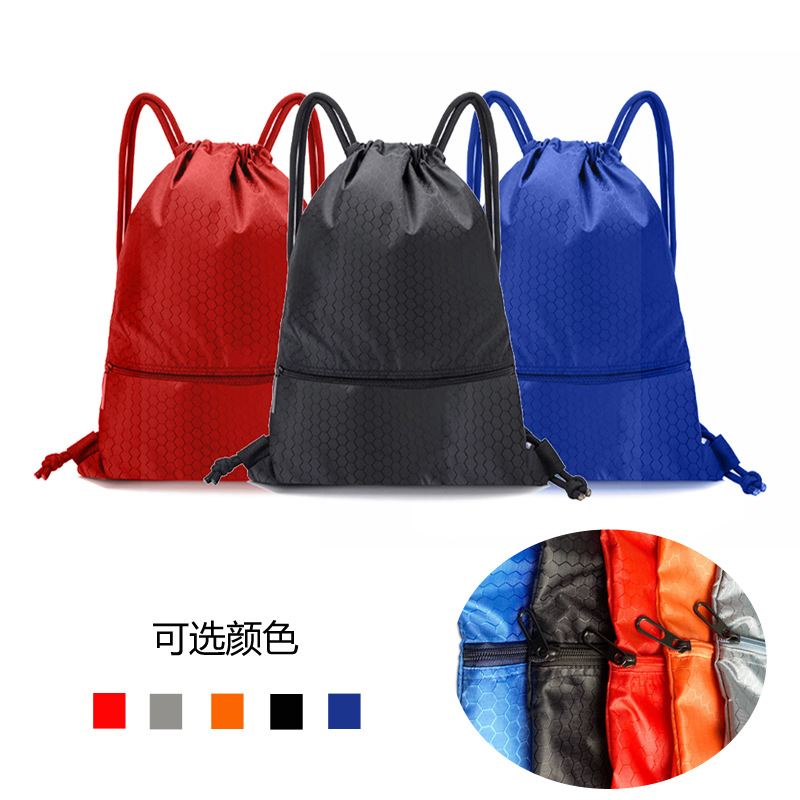 Basketball Bag Sports Waterproof Oxford Cloth Soccer Bag Drawstring Pocket with Printed Logo Backpack Shoe Bag Drawstring