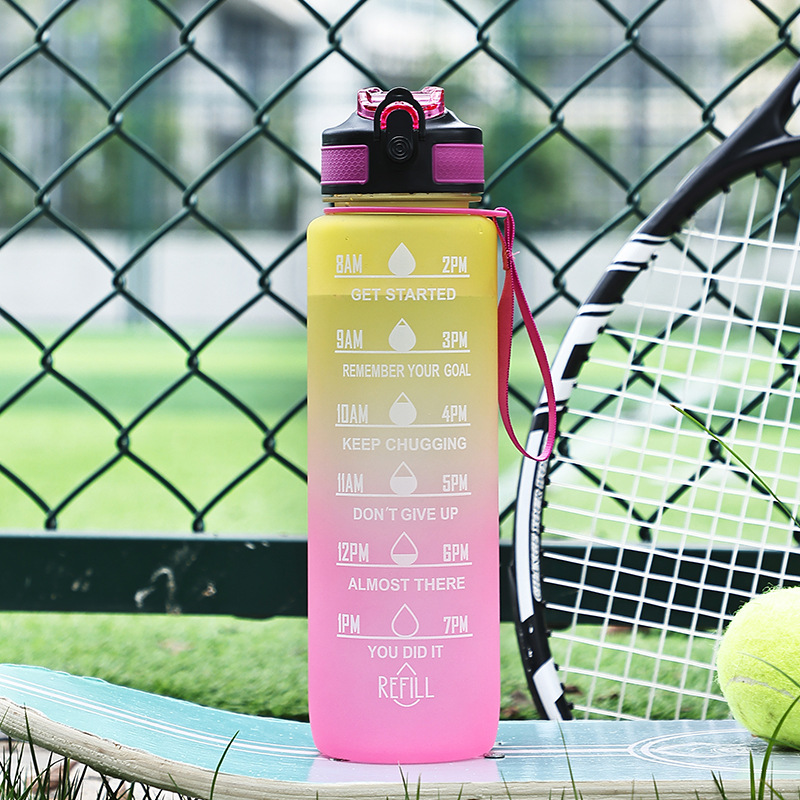 Picture of Large Capacity Fitness Sports Space Cup Portable Outdoor Casual Plastic Suction Cup Girl's Gradient Frosted Kettle