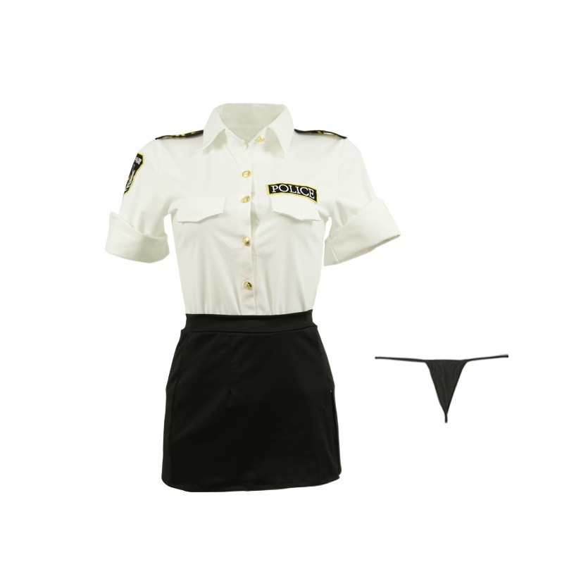 Foreign Trade Cross-border Sex Lingerie Female Sexy Policewoman Instructor Role-playing Uniform Temptation Hip Skirt Suit 3505