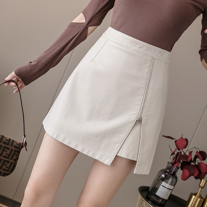 Small Leather Skirt Skirt Split 22 New High Waist Slimming 20 Bag Hip Skirt Women's Black Fashionable Autumn and Winter Skirt All-match
