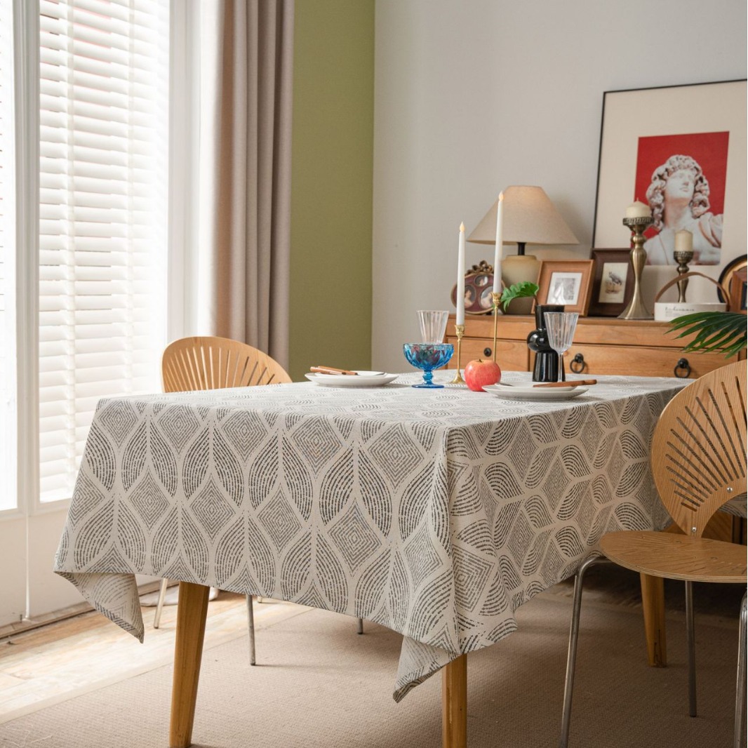 Yiman Qiyun Tablecloth Geometric Printing Flower Pastoral Cotton and Linen Tablecloth Tablecloth Wholesale Household Cover Towel