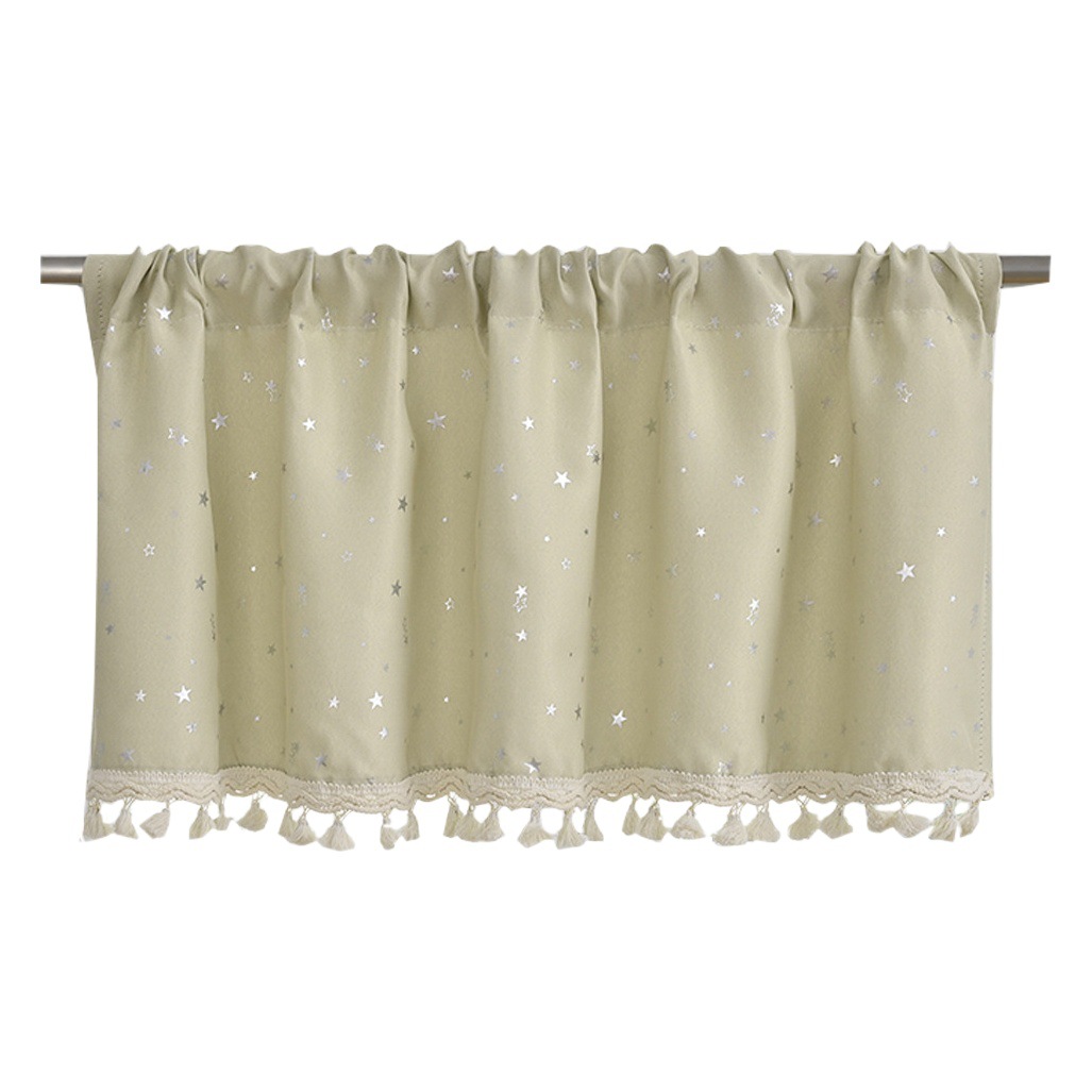 Modern Simple Hot Silver Star Lace Kitchen Half Curtain Sample Room Soft Loading Cloth Door Curtain Short Curtain Factory Outlet