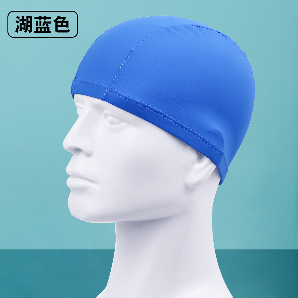 Picture of Adult color solid color swimming cap unisex cloth swimming cap three needle five thread nylon swimming cap manufacturers wholesale