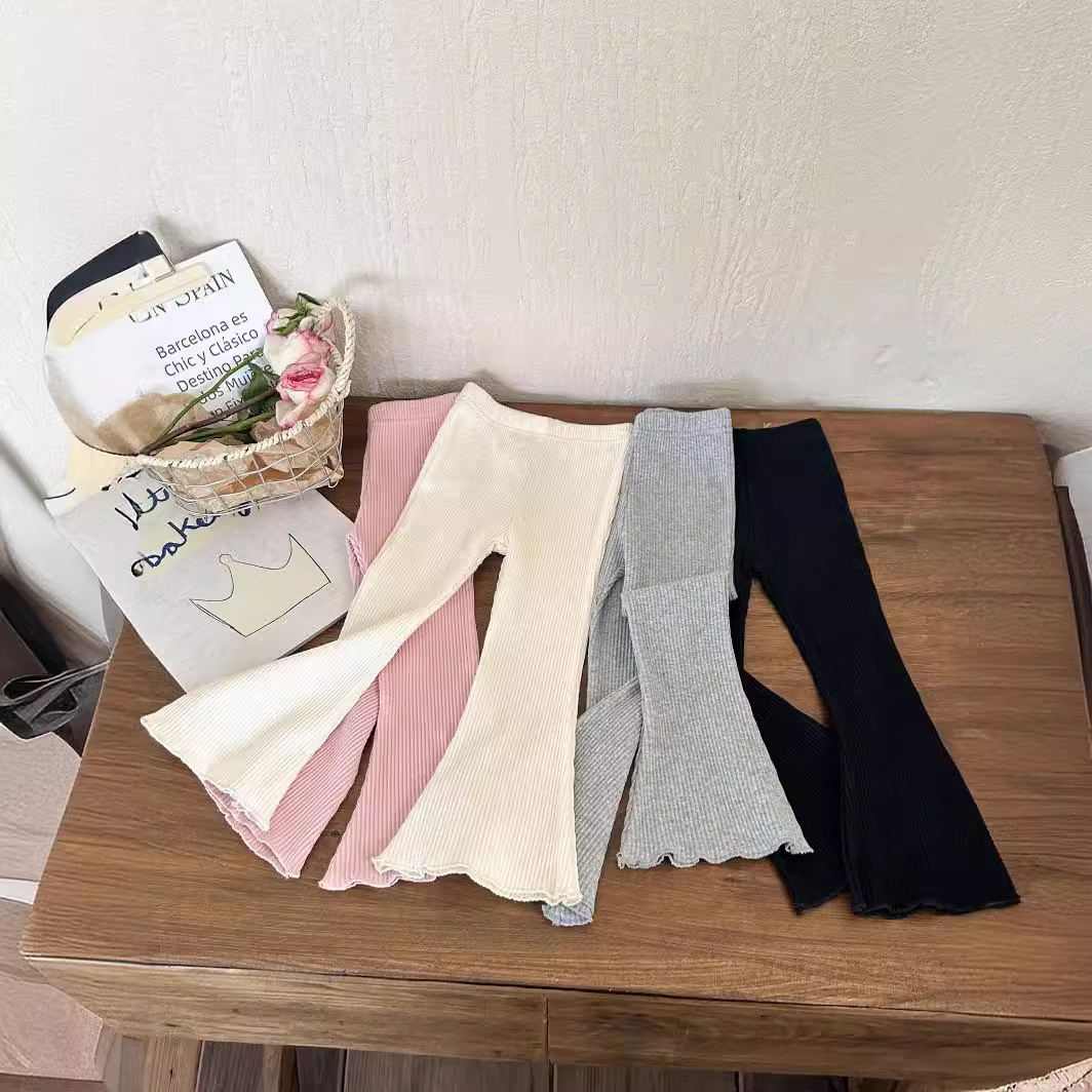Girls' High-Elastic Bell-Bottom Pants 2025 Spring and Summer New Korean Style Versatile High-Waisted Pants Kidsren's Pit Strip Bottoming Elastic Pants