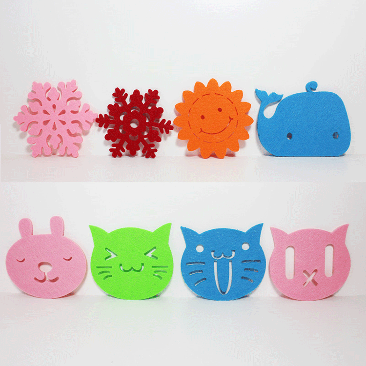 Manufacturer Supplies Creative Cartoon Felt Placemats DIY Cute Felt Coasters Felt Insulation Pads Ready-Made Flower Shapes
