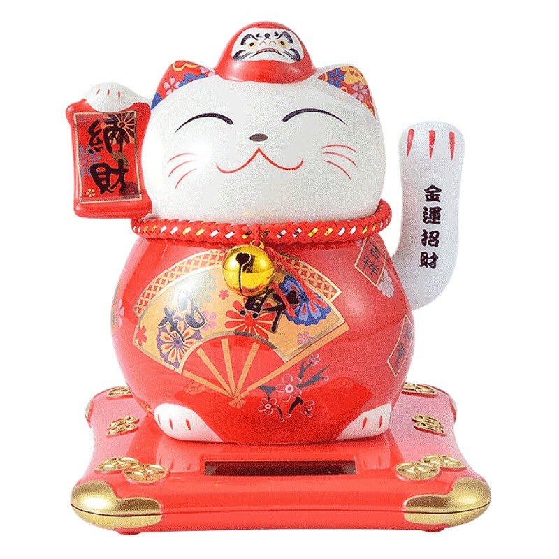 Solar lucky cat shake hand creative cute office desktop car lucky ornaments home accessories company gifts