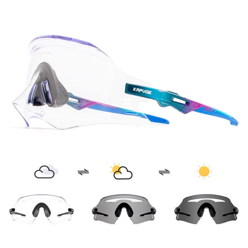 kapvoe new outdoor sports color-changing riding glasses mountain road bike eye goggles day and night dual-use