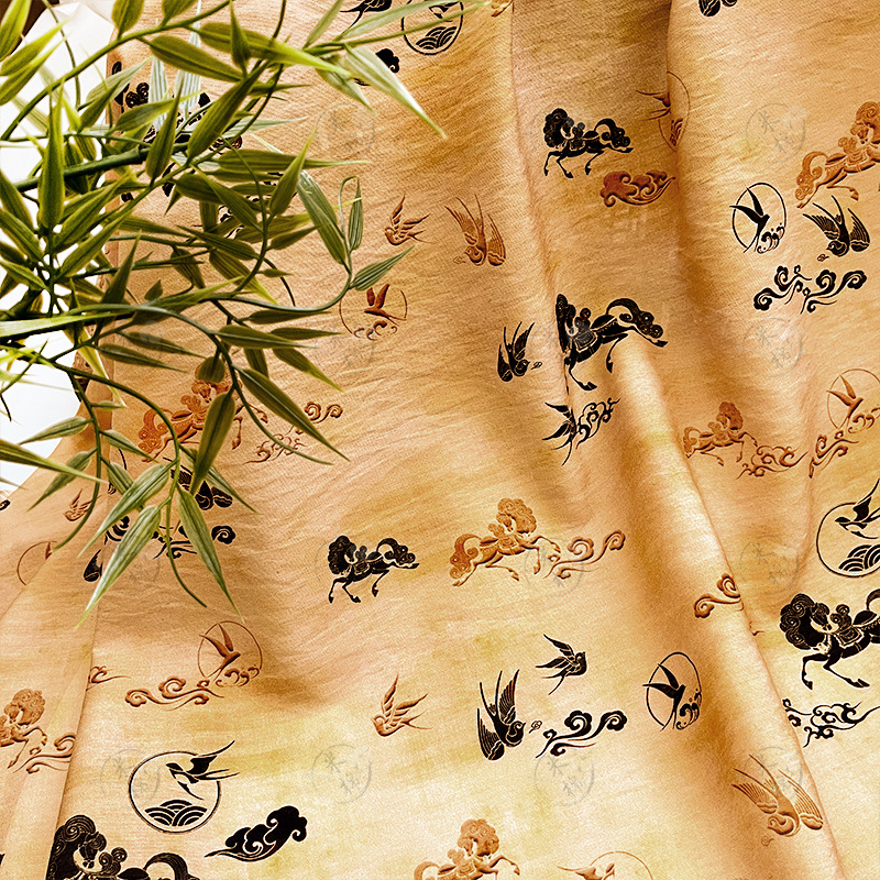 Ma Ta Feiyan digital printed fabric, brocade cotton fabric, new Chinese style cheongsam dress, top Hanfu fabric