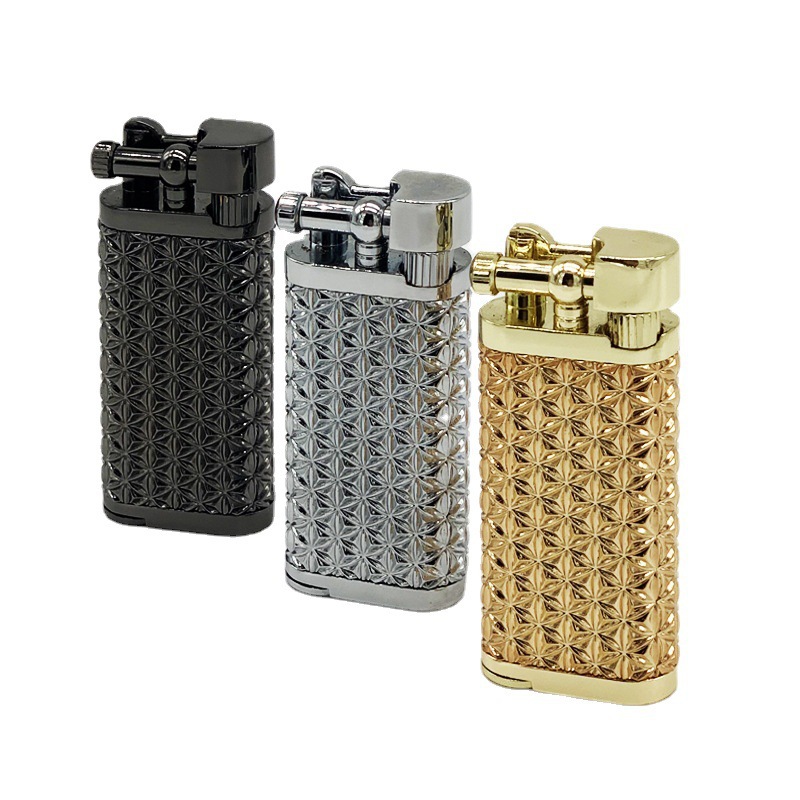 Picture of Grinding wheel open flame cigarette lighter gas creative inflatable Langsheng oblique fire lighter metal pipe mini lighter gift