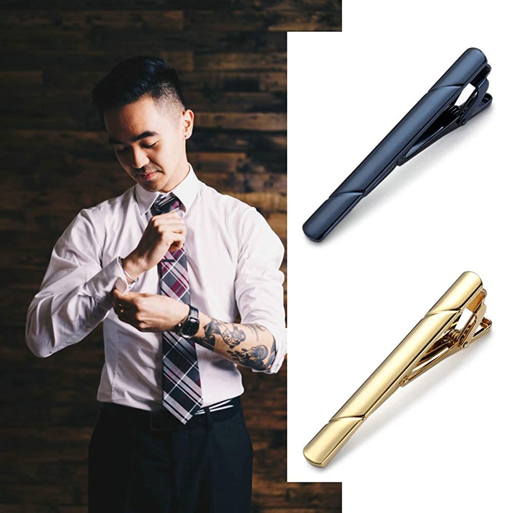 Picture of Cross-Border Temu Clothing Tie Clip, Men's Light Luxury Stainless Steel Tie Clip, Diagonal Pattern, Smooth Surface, High-End Tie Clip