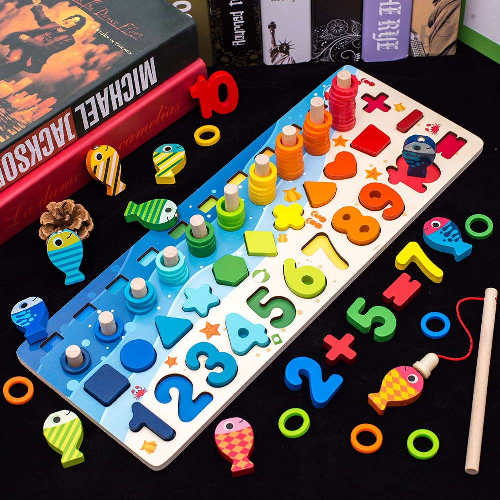Magnetic Fishing Digital Shape Multifunctional Logarithmic Board Children's Enlightenment Arithmetic Cognition Parent-Child Interactive Educational Toys