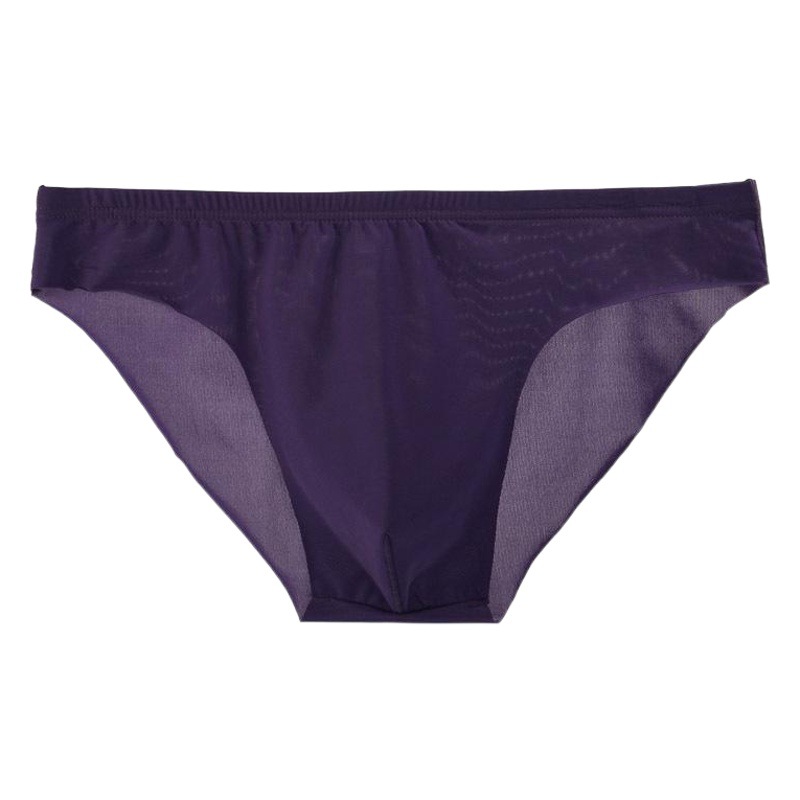 Junya Men's Ice Silk Transparent Underwear One-piece Thin Low Waist Sexy Pocket Breathable Briefs Youth Trousers