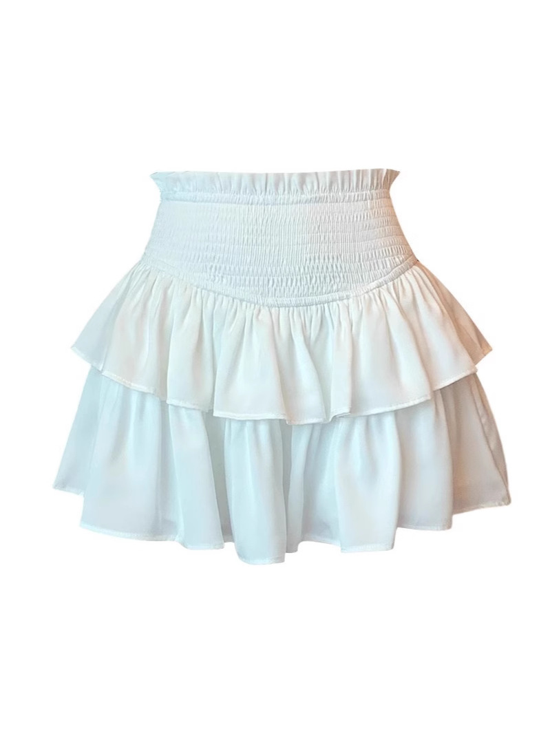 White Cake Skirt for Women Spring and Summer 2025 New High-Waisted Slimming Look A-Line Petite Pure Desire Double-Layer Fluffy