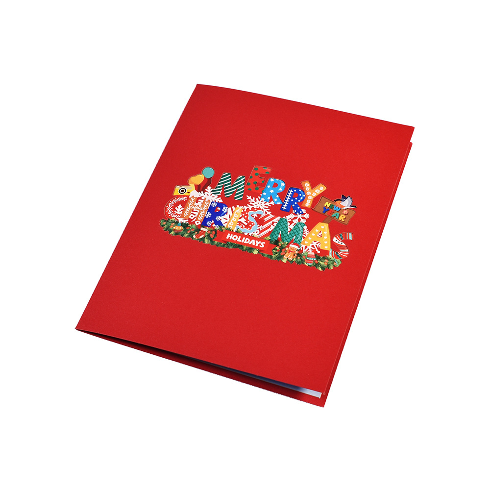 Picture of New Creative Amazon Cross-Border 3D Greeting Card Holiday Greetings Handmade Card Color Printed Christmas Lettering