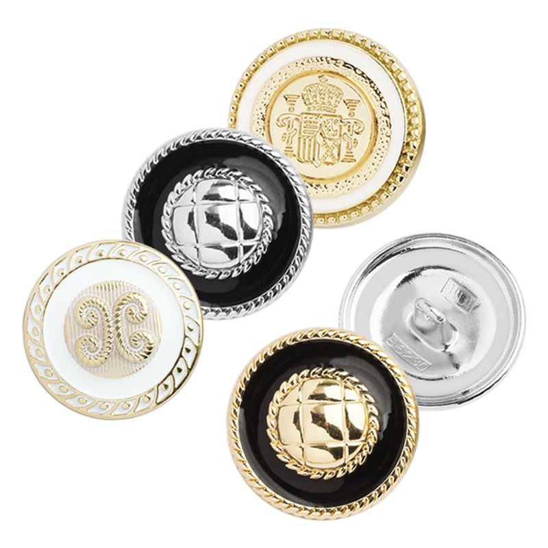 Metal Point Oil Button Crown Double C Button College Coat Windbreaker Frenchcoat Chanel Style Knitwear Suit Sweater Button