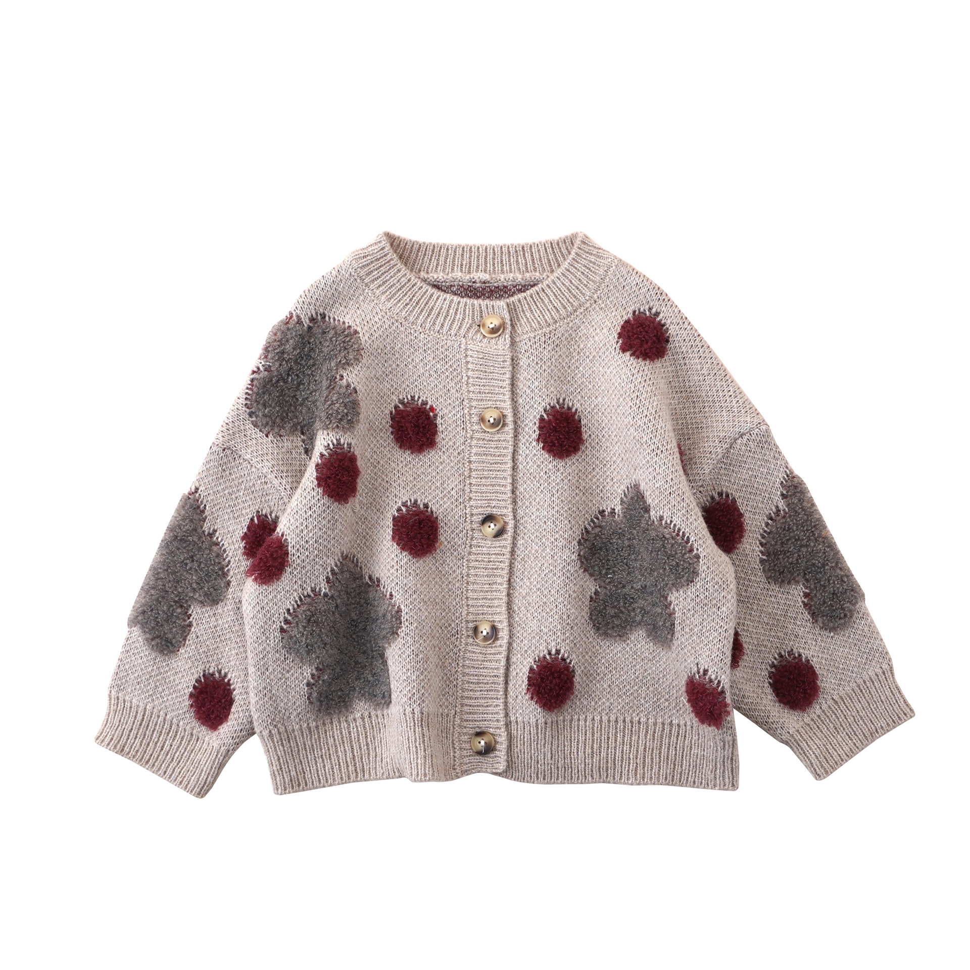 Picture of 2024 Spring New Korean Style Children's Clothing Girls Large Polka Dot Sweater Children's Sweater Baby Girl Knitted Cardigan