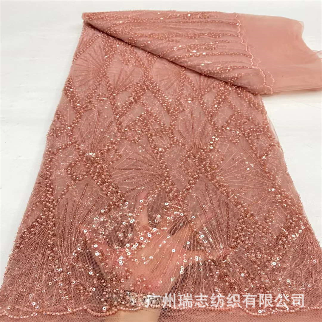 Middle East Transparent Sequin Beads Mesh Fabric Fairy Dress Wedding Dress National Costume Lace Dress Lace