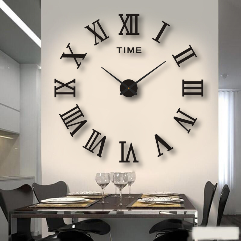 Creative Clock Living Room Modern Simple Wall Sticker Clock Amazon Wall Clock DIY Stereo Roman Large Wall Clock