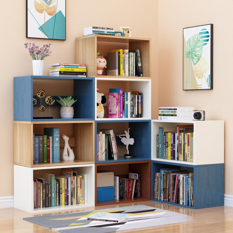 Simple modern floor-to-ceiling bookshelf shelf living room home student combination bookcase children's simple storage shelf