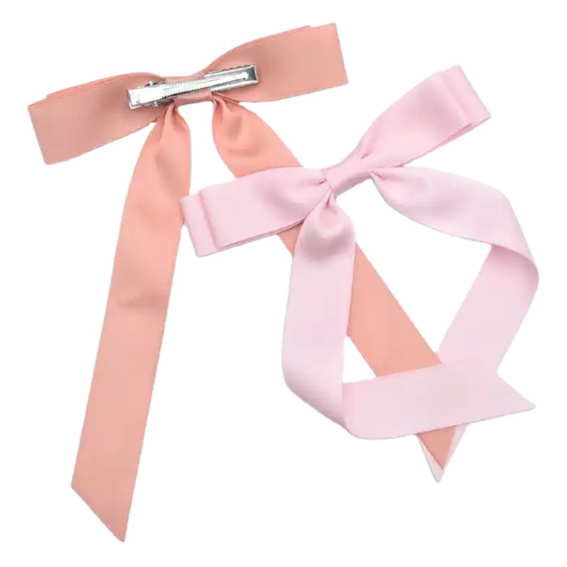 Cross-border Hot Sale Women's Double-layer Big Bow Ribbon Tassel Ponytail Hair Clip Long Hair Duckbill Clip Headwear