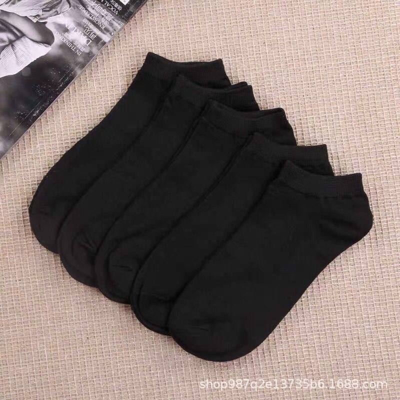 Picture of Summer socks thin breathable sweat-absorbent deodorant black and white gray solid color simple four seasons universal men's short boat socks women