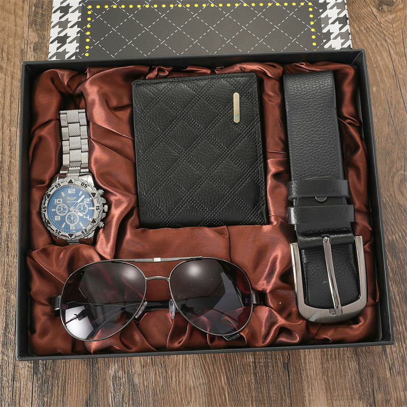 Picture of Men's Watch Set Factory Direct Sale Fashion Foreign Trade Quartz Glasses Belt Wallet Random Tie Business