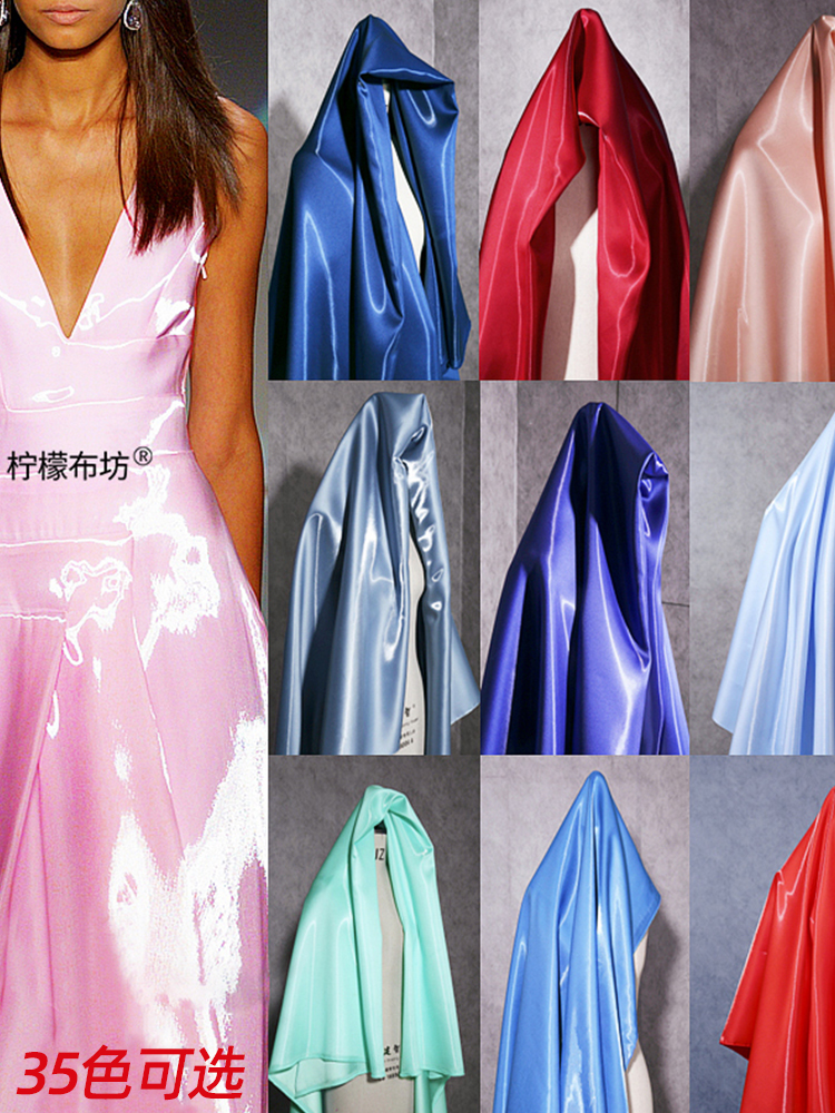 Liquid water satin fabric glossy skirt pants silky crystal silk satin reflective gift clothing designer fabric