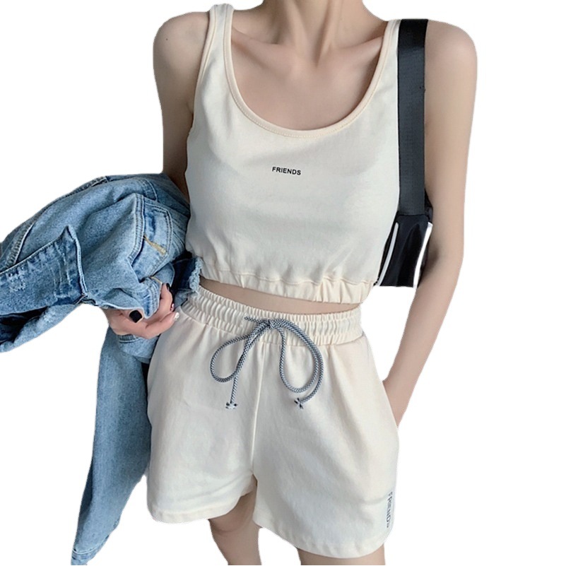 Casual Sportswear Set Women's 2023 New Fashion Yoga Gym Running Vest Shorts Slim-fit Two-piece Set