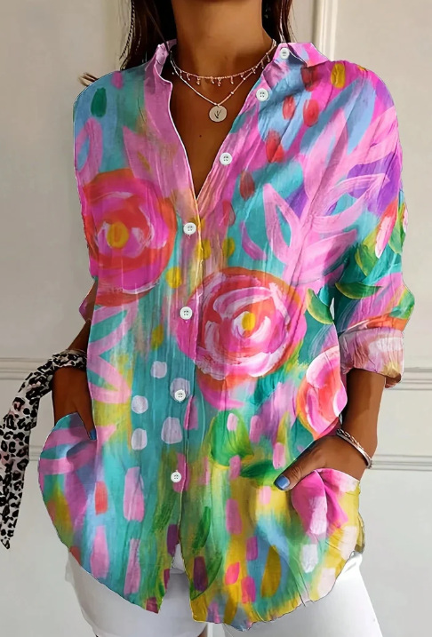Picture of 2025 New Women's Long Shirt Women's Summer European and American Trend Long Sleeve Shirt Printed Pattern Printed 3D Shirt