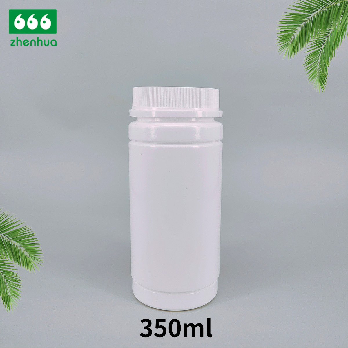 Factory 350ml White HDPE wide mouth capsule vitamin calcium tablet bamboo bottle medicinal solid health care bottle