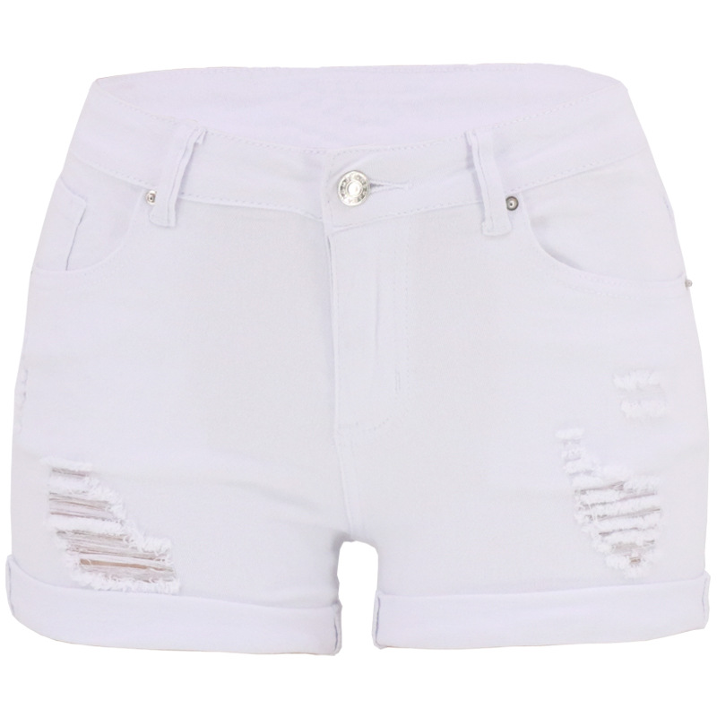 Picture of 2023 European and American Spring Cross-Border Spot Amazon Ripped Cuffed Denim Shorts Low-Waist Jeans for Women