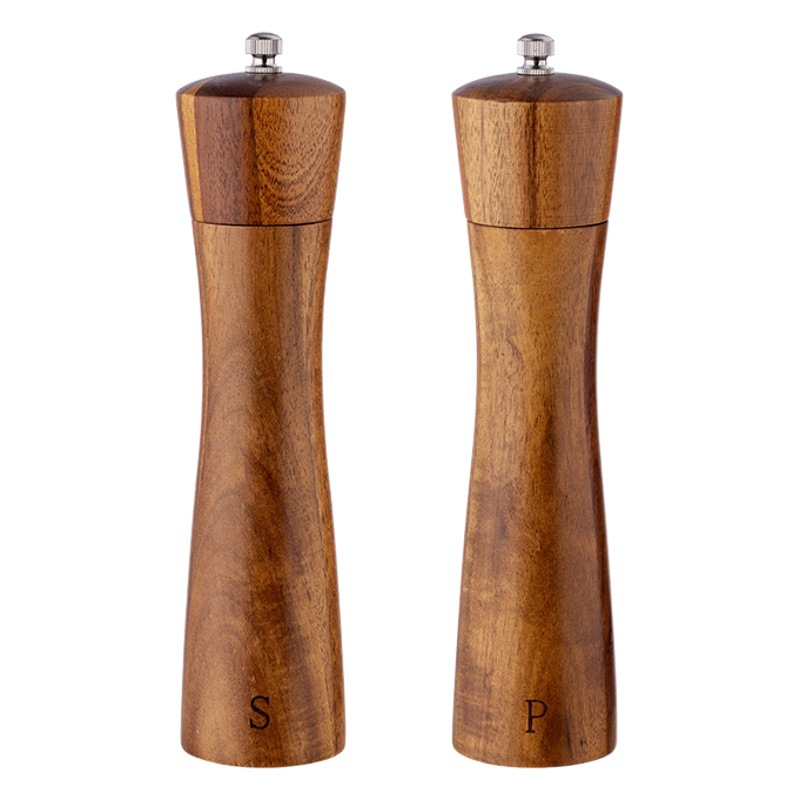Acacia Wood Pepper Mill Kitchen Manual Pepper Mill Household Pepper Sea Salt Grinding Bottle suit Seasoning Jar